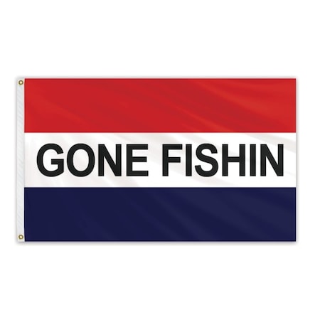 Global Flags Unlimited Gone Fishin Message Flag 3'x5' Standard Flag 204673